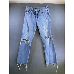 Levi's 501 Jeans Womens 28x29 Light Wash Blue Straight Distressed Denim Casual